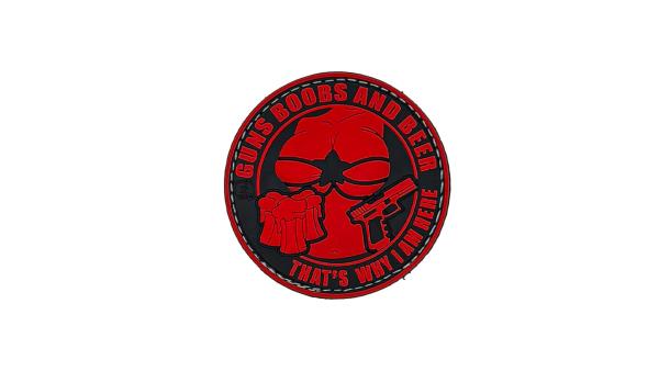 Guns Boobs and Beer Rubber Patch RED